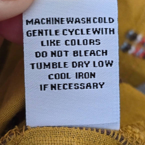 Habitat Clothes Top Womens Medium Yellow Button Up Long Sleeve Geometric - Picture 8 of 14